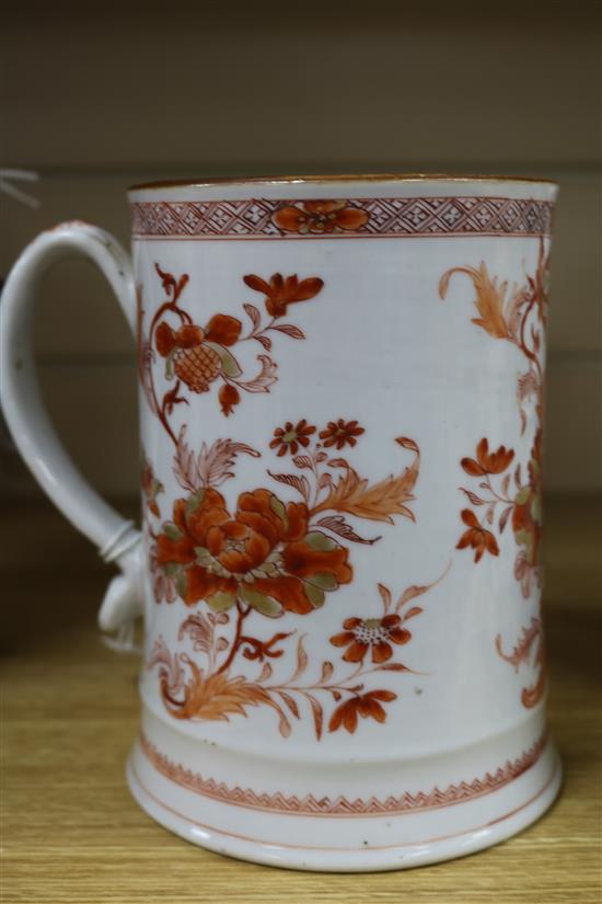 A Chinese export iron red and gilt mug